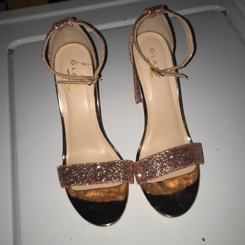 Open toed sparkly heels- ROSE GOLD